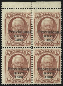 Sale 1068, Lot 985, Hawaii: 1893 Provisional Ovpts.