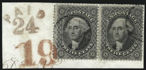 Sale 1074, Lot 615, 12c-24c 1857-60 Issue (Scott 36-37)
