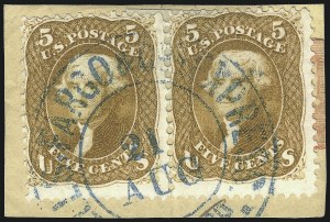 Sale 1074, Lot 665, 5c Buff and Brown Yellow Shades, 1861 Issue (Scott 67-67b)