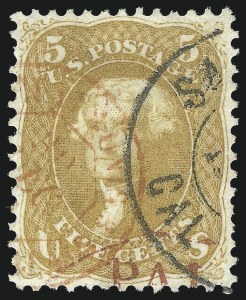 Sale 1074, Lot 666, 5c Buff and Brown Yellow Shades, 1861 Issue (Scott 67-67b)