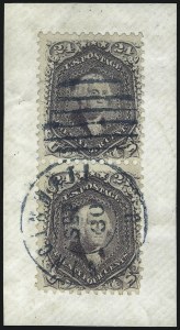 Sale 1074, Lot 758, 24c Lilac, Steel Blue, Violet Shades, 1861 Issue (Scott 70-70d)