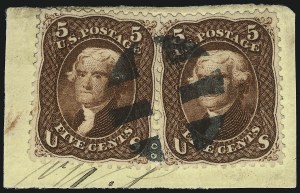 Sale 1074, Lot 849, 5c Red Brown and Brown Shades, 1862-63 Issue (Scott 75-76)