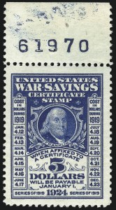 Sale 1077, Lot 564, Savings Stamps (PS, WS, TS)