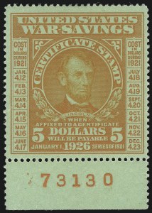 Sale 1077, Lot 565, Savings Stamps (PS, WS, TS)