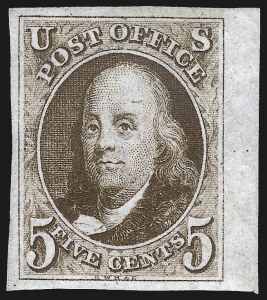 Sale 1078, Lot 20, 5c 1847 Issue (Scott 1-1d)