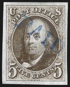 Sale 1078, Lot 21, 5c 1847 Issue (Scott 1-1d)