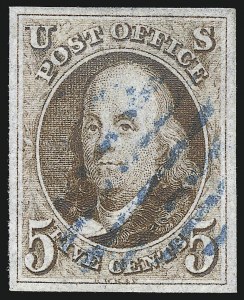 Sale 1078, Lot 25, 5c 1847 Issue (Scott 1-1d)