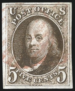 Sale 1078, Lot 28, 5c 1847 Issue (Scott 1-1d)
