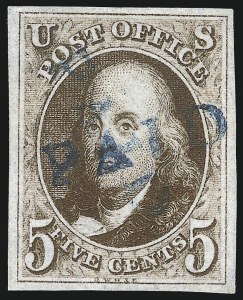 Sale 1078, Lot 32, 5c 1847 Issue (Scott 1-1d)