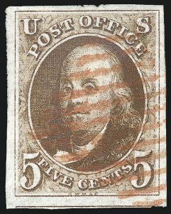 Sale 1078, Lot 41, 5c 1847 Issue (Scott 1-1d)