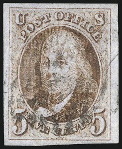 Sale 1078, Lot 43, 5c 1847 Issue (Scott 1-1d)