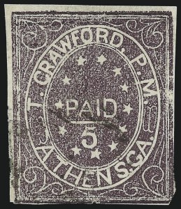 Sale 1082, Lot 572, Confederate States: Postmasters Provisionals