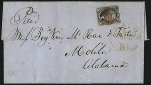 Sale 1084, Lot 3026, 5c-10c 1847 Issue Covers Used from Florida (Scott 1-2)