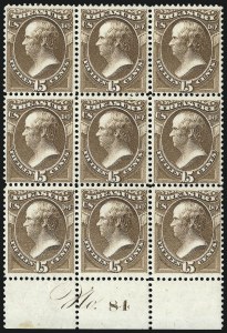 Sale 1085, Lot 4127, Treasury Department (Scott O72-O82)