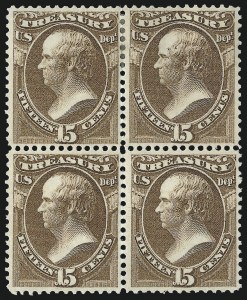 Sale 1085, Lot 4128, Treasury Department (Scott O72-O82)