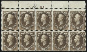 Sale 1085, Lot 4135, Treasury Department (Scott O72-O82)