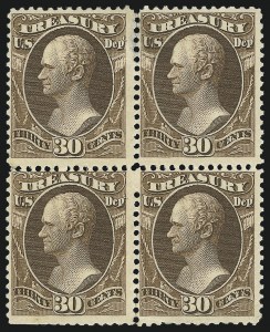 Sale 1085, Lot 4205, 1875 American Bank Note Co. Printing on Soft Paper (Scott O94-O117)