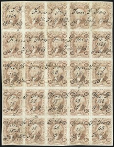 Sale 1089, Lot 334, First Issue Blocks and Record-Size Multiples, Imperforate, 1c-60c