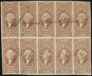 Sale 1089, Lot 359, First Issue Blocks and Record-Size Multiples, Imperforate, $1.00-$200.00