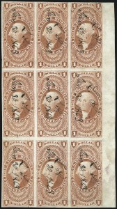 Sale 1089, Lot 360, First Issue Blocks and Record-Size Multiples, Imperforate, $1.00-$200.00