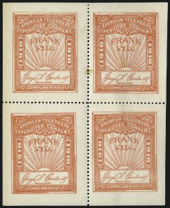 Sale 1090, Lot 1855, Telegraph Company Stamps