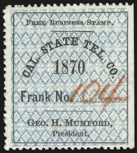 Sale 1090, Lot 1857, Telegraph Company Stamps