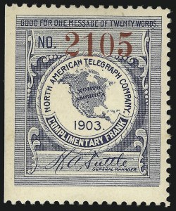 Sale 1090, Lot 1881, Telegraph Company Stamps