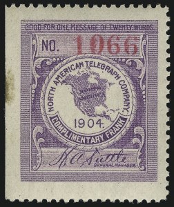 Sale 1090, Lot 1882, Telegraph Company Stamps