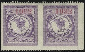 Sale 1090, Lot 1884, Telegraph Company Stamps
