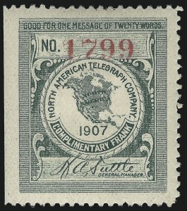 Sale 1090, Lot 1887, Telegraph Company Stamps