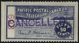 Sale 1090, Lot 1893, Telegraph Company Stamps, cont.