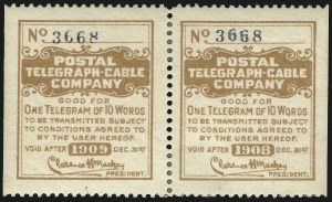 Sale 1090, Lot 1898, Telegraph Company Stamps, cont.