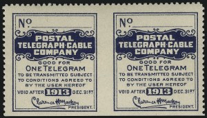 Sale 1090, Lot 1906, Telegraph Company Stamps, cont.