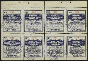 Sale 1090, Lot 1908, Telegraph Company Stamps, cont.