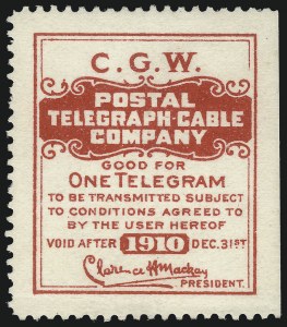 Sale 1090, Lot 1911, Telegraph Company Stamps, cont.