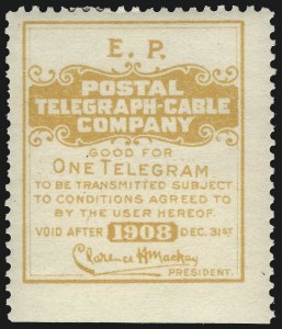 Sale 1090, Lot 1915, Telegraph Company Stamps, cont.