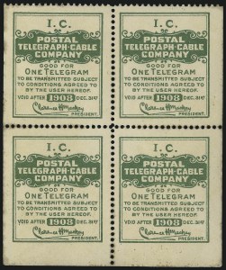 Sale 1090, Lot 1917, Telegraph Company Stamps, cont.