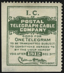 Sale 1090, Lot 1920, Telegraph Company Stamps, cont.