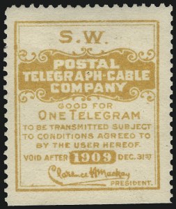 Sale 1090, Lot 1922, Telegraph Company Stamps, cont.