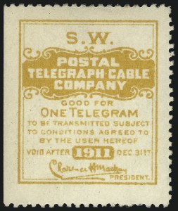 Sale 1090, Lot 1924, Telegraph Company Stamps, cont.