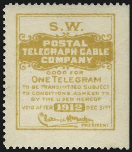 Sale 1090, Lot 1925, Telegraph Company Stamps, cont.