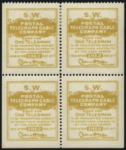 Sale 1090, Lot 1926, Telegraph Company Stamps, cont.
