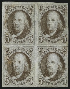 Sale 1092, Lot 1001, 1847 Issue and 1875 Reproduction (Scott 1-4)