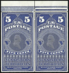 Sale 1094, Lot 166, Newspapers & Periodicals: 1865 Issue and 1875 Reprints (Scott PR1-PR7)