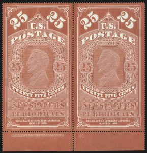 Sale 1094, Lot 169, Newspapers & Periodicals: 1865 Issue and 1875 Reprints (Scott PR1-PR7)