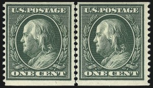 Sale 1096, Lot 585, 1908-10 Washington-Franklin Issues (Scott 331-356), 1c Green, Coil (352) Sale 1096, Lot 585, 1908-10 Washington-Franklin Issues (Scott 331-356)