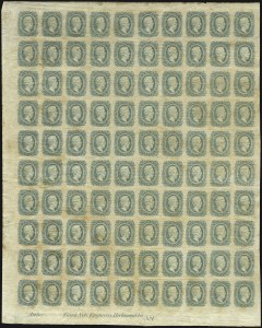 Sale 1107, Lot 727, Confederate States, Full Panes