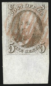 Sale 1109, Lot 304, 5c 1847 Issue, Off-Cover (Scott 1)