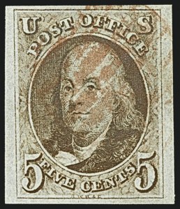 Sale 1109, Lot 305, 5c 1847 Issue, Off-Cover (Scott 1)