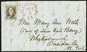 Sale 1109, Lot 325, 5c 1847 Issue, On-Cover (Scott 1)